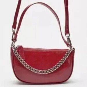 Urban Outfitters Red Baguette Vegan Leather Mini Bag